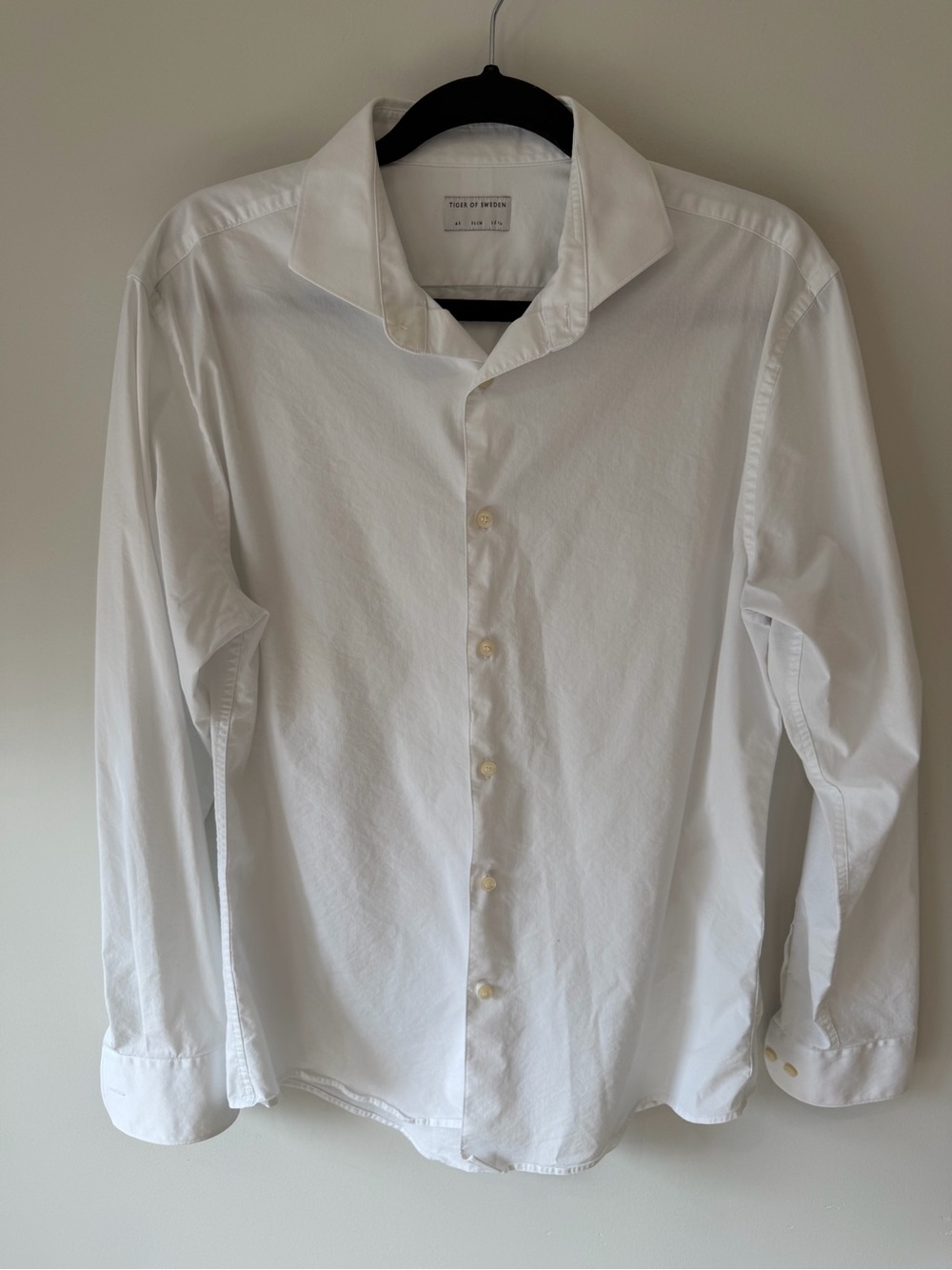 Tiger of Sweden Farrell 5 Men’s White Slim Fit Dress Shirt 42 16.5